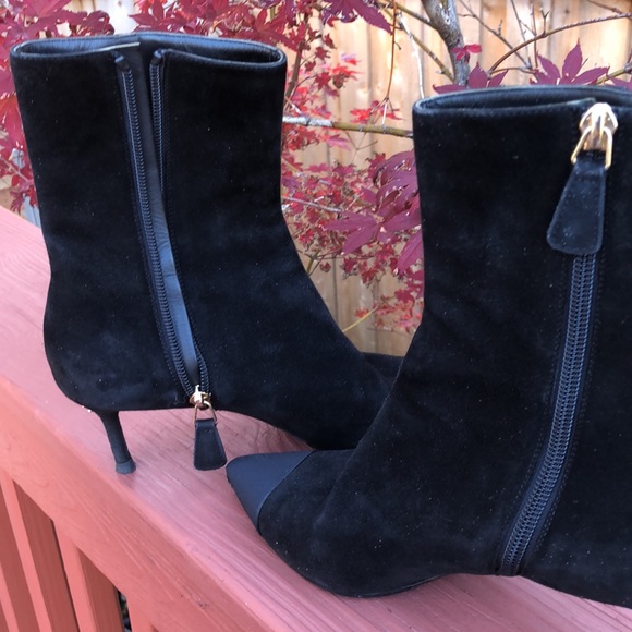 CHANEL black suede boots size 34.5”, heels 2” - Picture 3 of 8